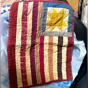Small handmade primitive American flag quilt. Good condition
